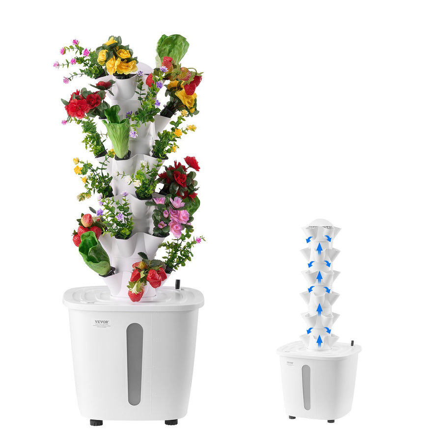 Hydroponic Growing System, 30 Pods Vertical 6 Tiers Hydroponic Tower, Home Hydronic Garden with Water Pump & Timer, Water Circulation Plants Germination Kit for Indoor Herbs Fruits & Vegetables