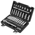 Socket Set, 44 Pieces, 9.5 mm Drive Socket and Ratchet Set, SAE and Metric, Deep and Shallow, Mechanic Tool Kit with Accessories and Storage Case, CR-V Alloy Steel, for Automotive Repair