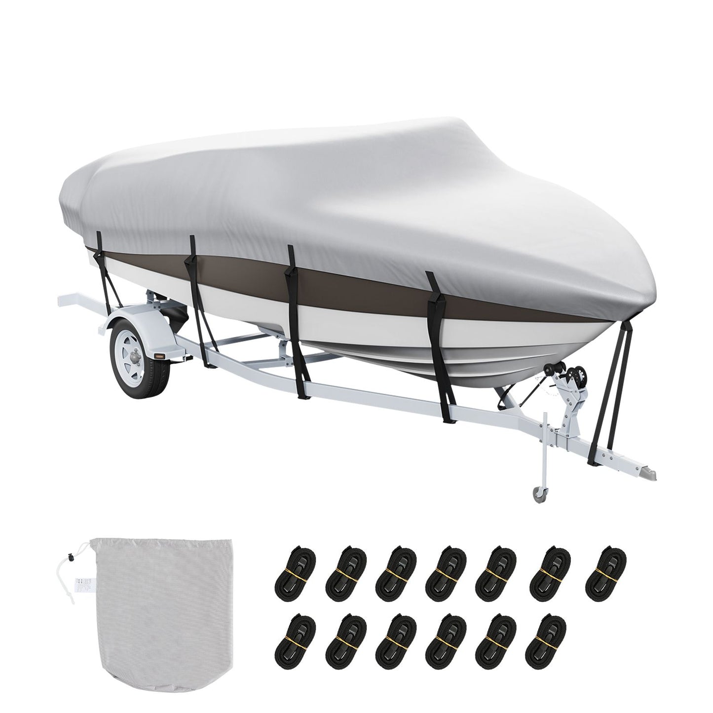 Boat Cover 600D Waterproof 17-19 ft Boat Cover V-Hull Tri-Hull Runabout