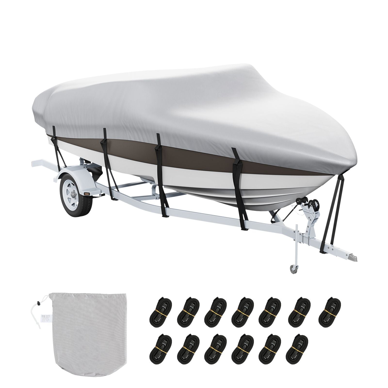 Boat Cover 600D Waterproof 17-19 ft Boat Cover V-Hull Tri-Hull Runabout