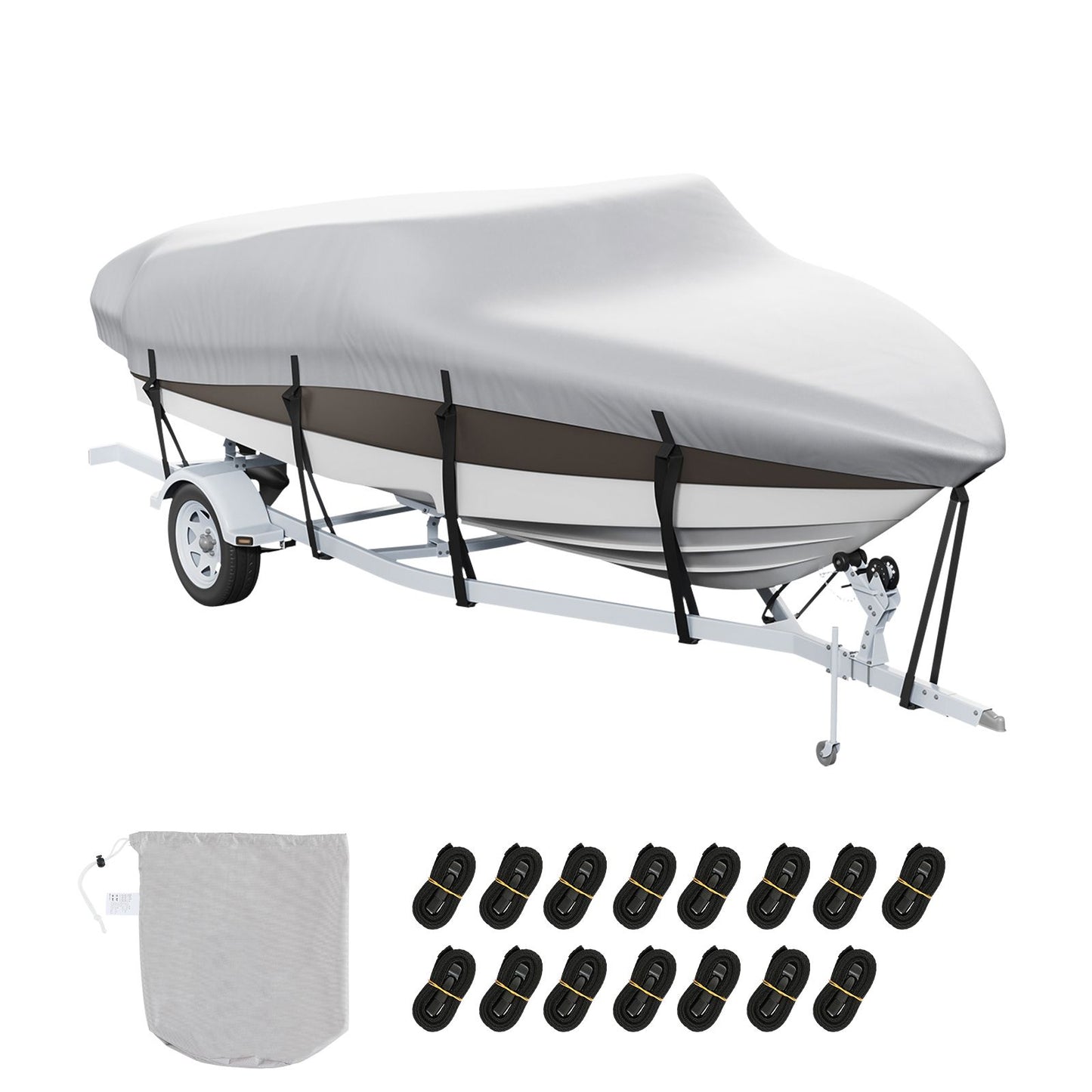 Boat Cover 600D Waterproof 20-22 ft Boat Cover V-Hull Tri-Hull Runabout