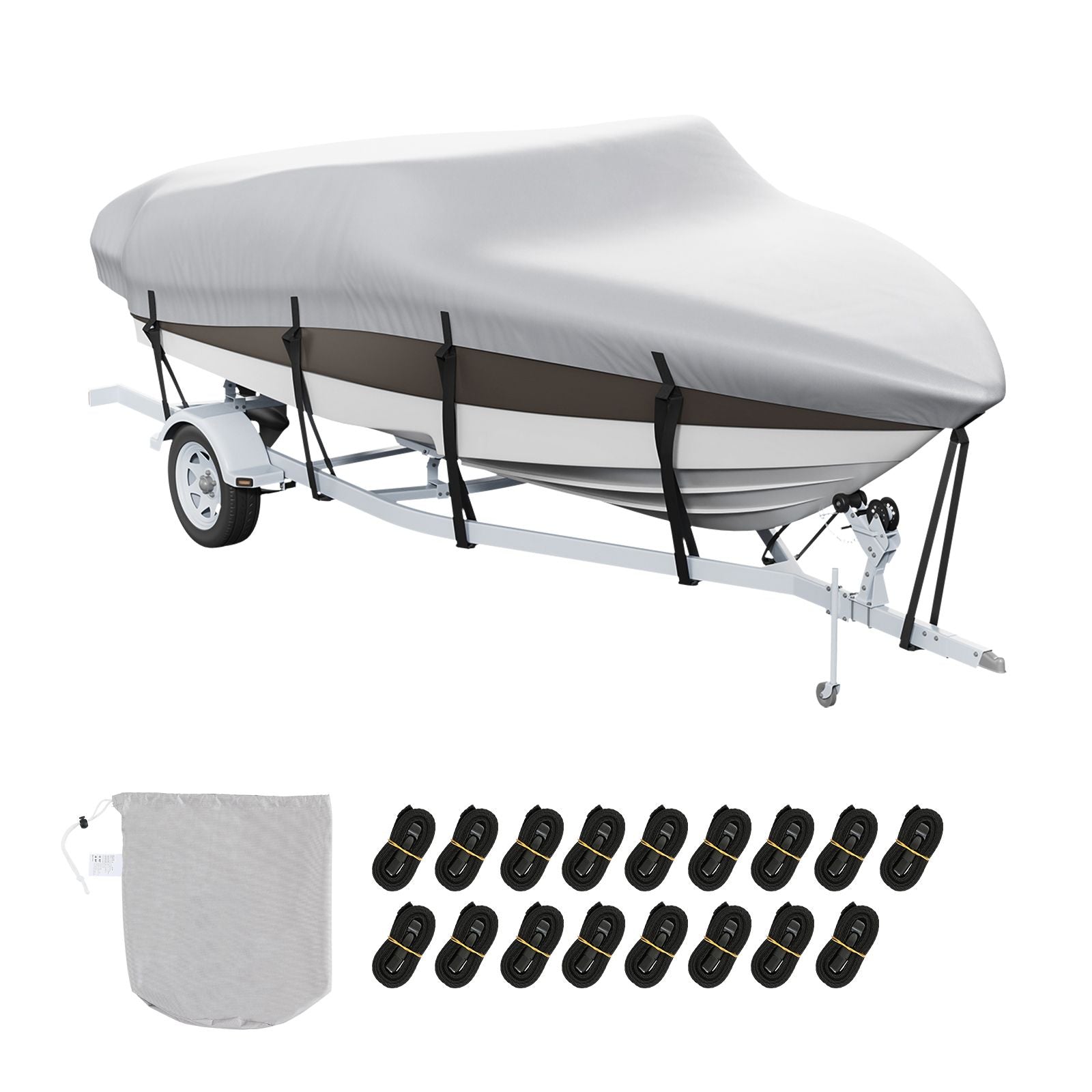 Boat Cover 600D Waterproof 23-24 ft Boat Cover V-Hull Tri-Hull Runabout