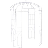 Birdcage Shape Garden Arbor, 9\' High x 6.6\' Wide, Heavy Duty Wrought Iron Arbor, Wedding Arch Trellis for Climbing Vines in Outdoor Garden, Lawn, Backyard, Patio, White