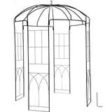 Birdcage Shape Garden Arbor, 2.44m High, 1.59m Wide, Heavy Duty Wrought Iron Arbor, Wedding Arch Trellis for Climbing Vines in Outdoor Garden, Backyard, Lawn, Patio, Black