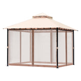 Patio Gazebo for 6-8 Person, 3.05 x 3.05 m Backyard Gazebo, with Mosquito Netting, Metal Frame, and PU Coated 180G Polyester, Outdoor Canopy Shelter for Patio, Backyard, Lawn, Garden, Deck
