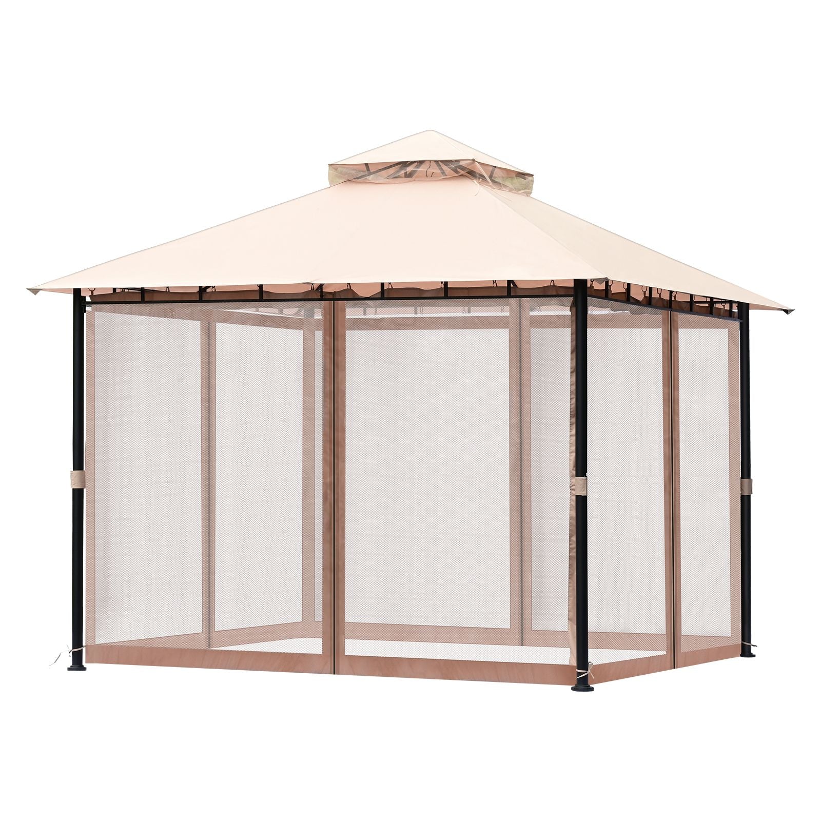 Patio Gazebo for 6-8 Person, 3.05 x 3.05 m Backyard Gazebo, with Mosquito Netting, Metal Frame, and PU Coated 180G Polyester, Outdoor Canopy Shelter for Patio, Backyard, Lawn, Garden, Deck