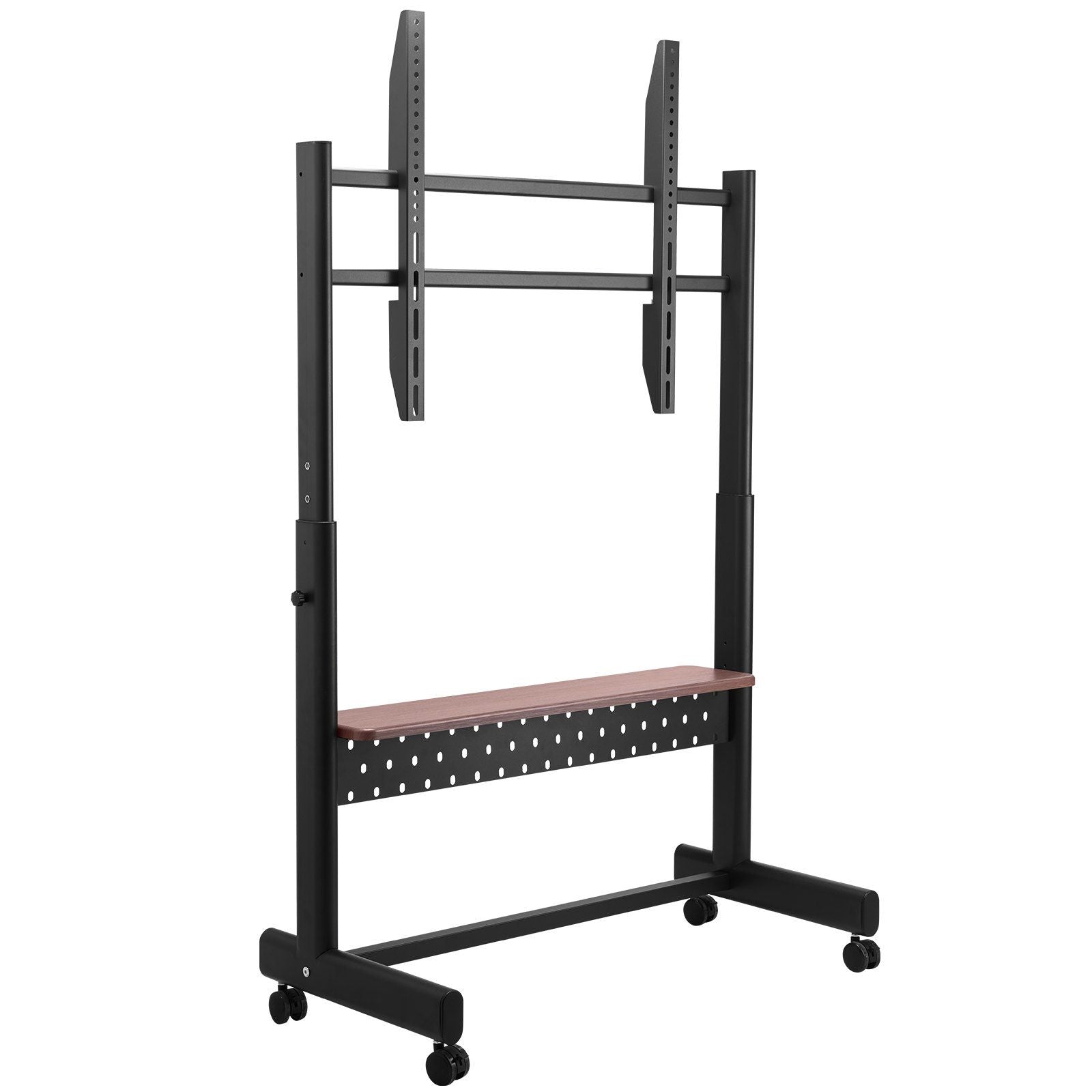 Rolling TV Stand, Mobile TV Cart for 55-100 Inch Screens, Height Adjustable Portable Monitor Stand with Tray, Holds up to 92.99 kg for Living Room, Bedroom, Office, Outdoor Max VESA 800 x 600 mm