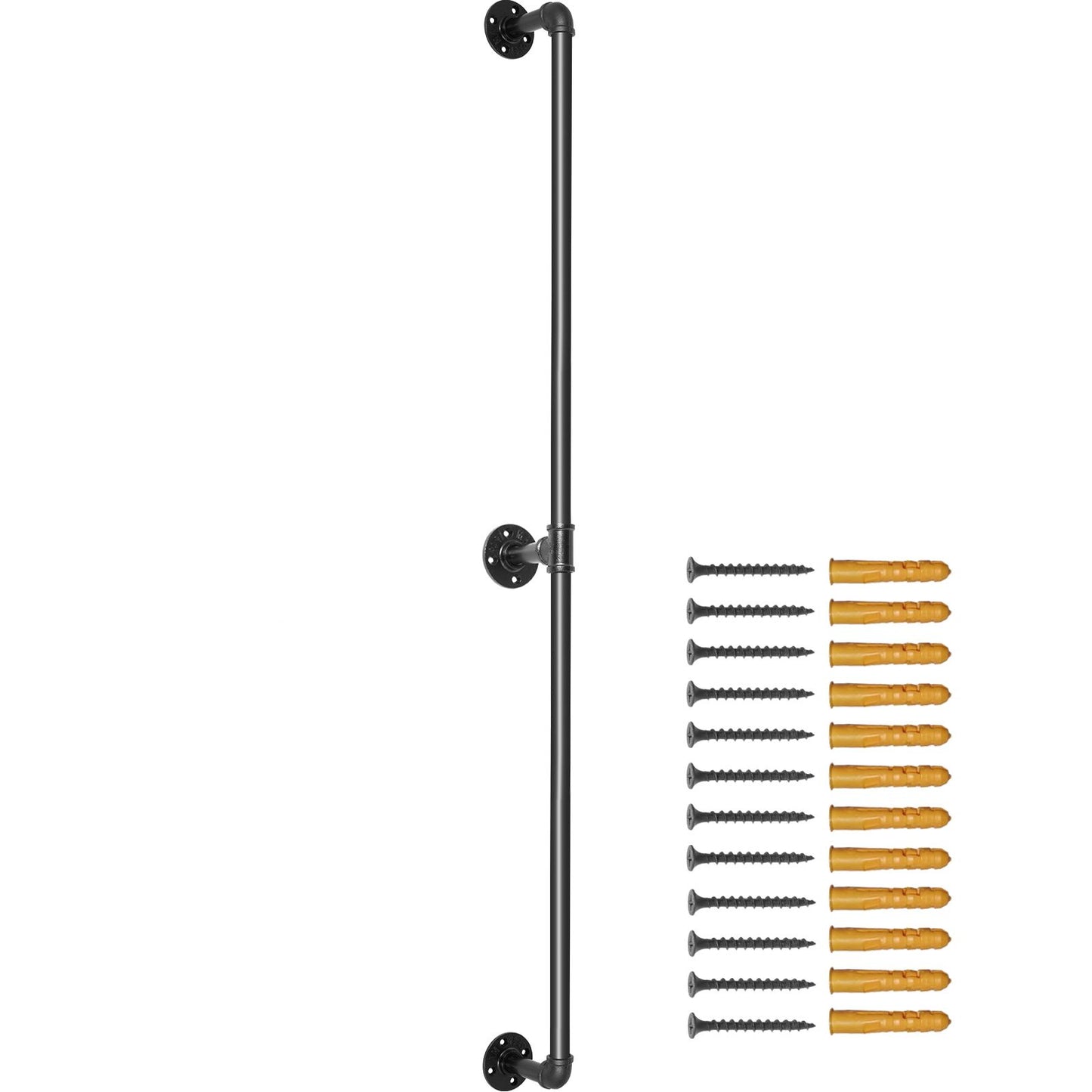 Pipe Stair Handrail Staircase Handrail 4 FT Carbon Steel for Wall Mount