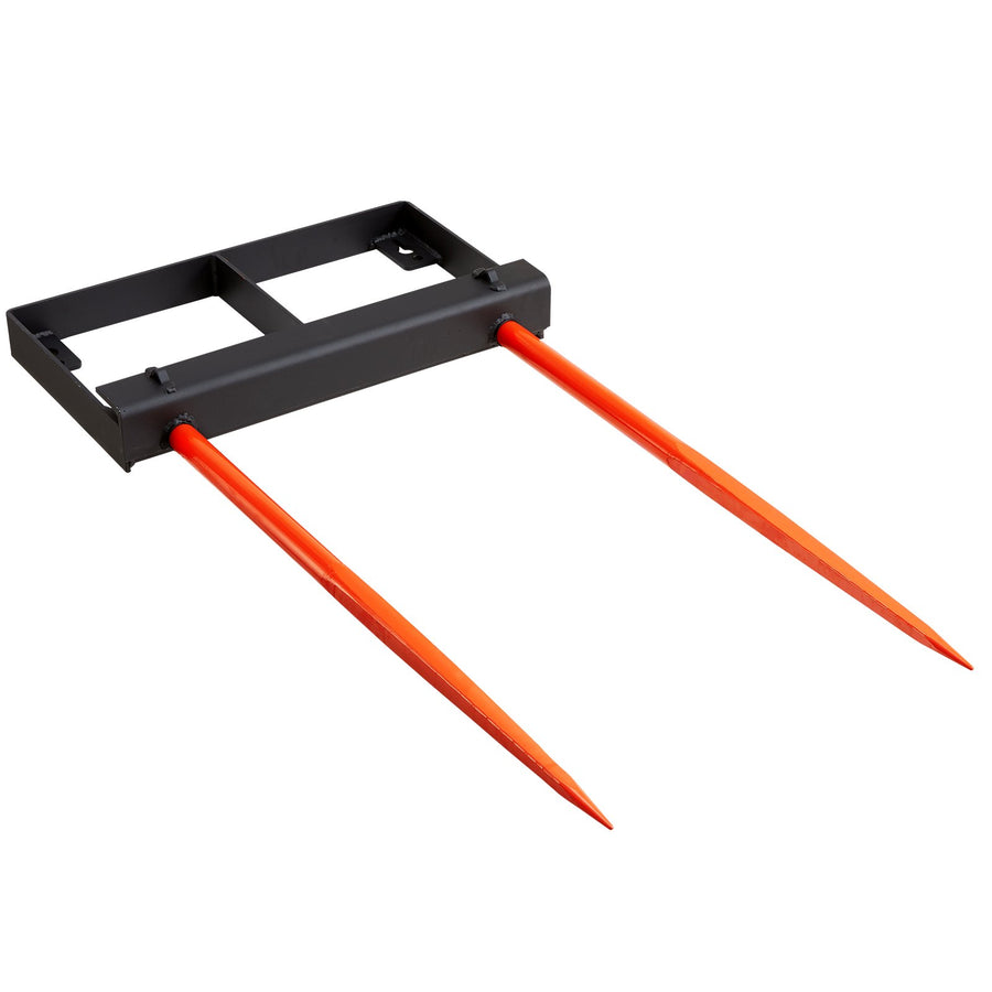 VEVOR 49" Hay Spear, Bale Spears 1360kg Loading Capacity, Skid Steer Loader Tractor Bucket Attachment with 2pcs 17.5" Stabilizer Spears and 60" Chain, Quick Attach Spike Forks