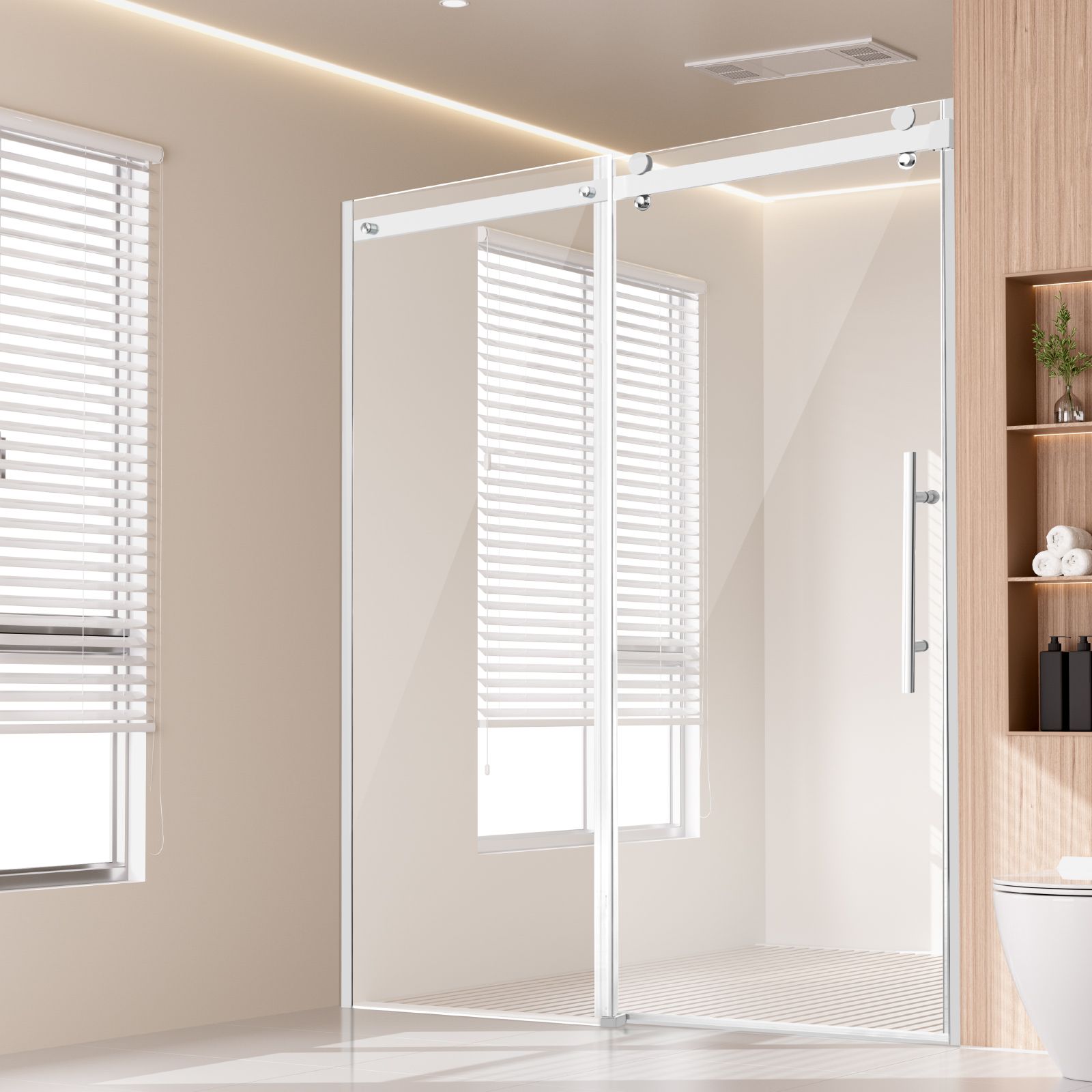 Frameless Shower Door 58-59" x 75" SGCC Tempered Glass 5/16" Chrome