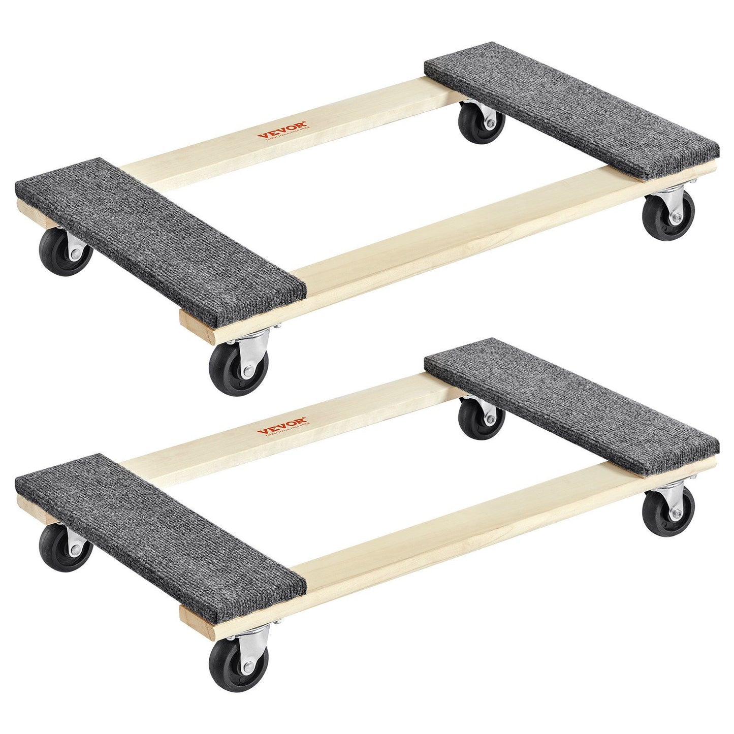 Furniture Dolly, 454kg Each Load Capacity, 2 Packs, 457.2x762mm, 8x76mm PP Swivel Casters, Heavy Duty Hardwood Furniture Moving Dolly, Mover's Dolly, Moving Cart with Wheels for Heavy Furniture