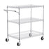 Kitchen Utility Cart, 3 Tiers, Wire Rolling Cart with 300kg Capacity, Steel Service Cart on Wheels, Metal Storage Trolley with 80mm Deep Basket Curved Handle 6 Hooks, for Indoor and Outdoor Use