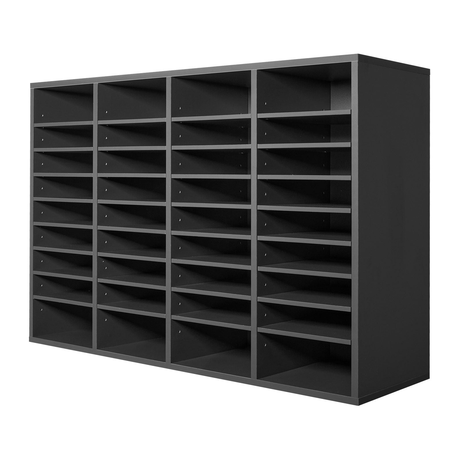 Literature Organizer, 36 Compartments Office Mailbox with Adjustable Shelves, Wooden Mailbox Sorter Medium Density Fiberboard Office Home Classroom Storage for Files, Documents, Papers, Grey