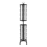 Greeting Cards Display Rack, 32 Pockets Rotating Postcard Brochure Display Stand, 360° Spinning Card Display Rack with Sign Holder & 4 Wheels (2 Lockable) for Exhibitions Office Trade Show