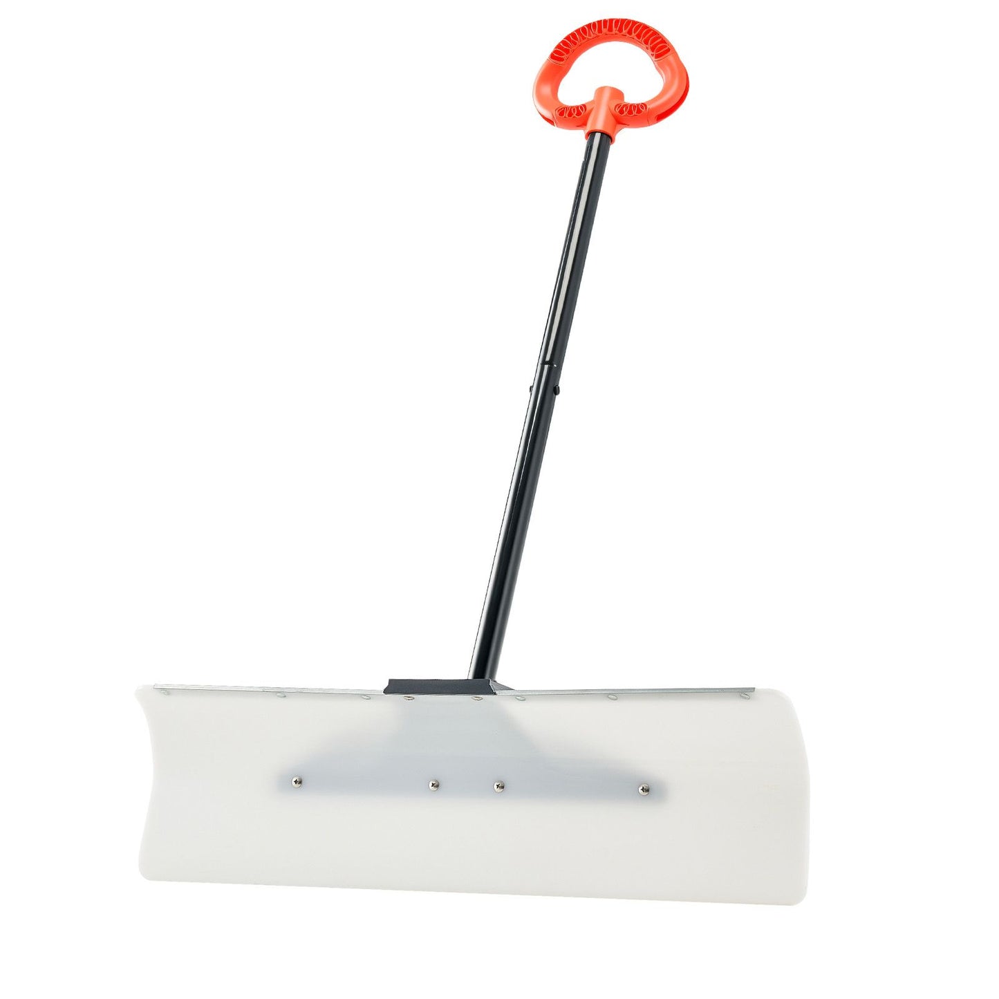 Snow Pusher Shovel, 76.2 cm Outdoor Snowplow Shovel with Ergonomic Grip, HDPE Plastic Blade, Winter Shovels with Segmented Handle, Metal Edged Strip, Portable Snow Removal Tool for Driveway