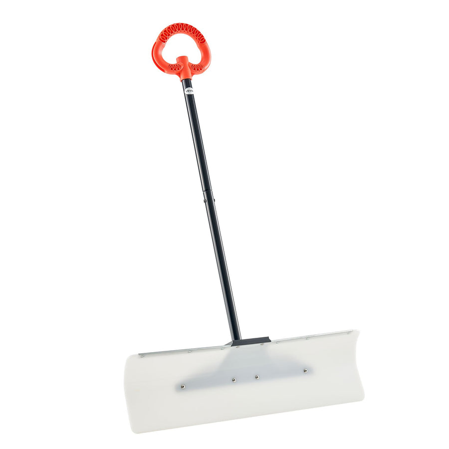 VEVOR Snow Pusher Shovel, 76.2 cm Outdoor Snowplow Shovel with Ergonomic Grip, HDPE Plastic Blade, Winter Shovels with Segmented Handle, Metal Edged Strip, Portable Snow Removal Tool for Driveway