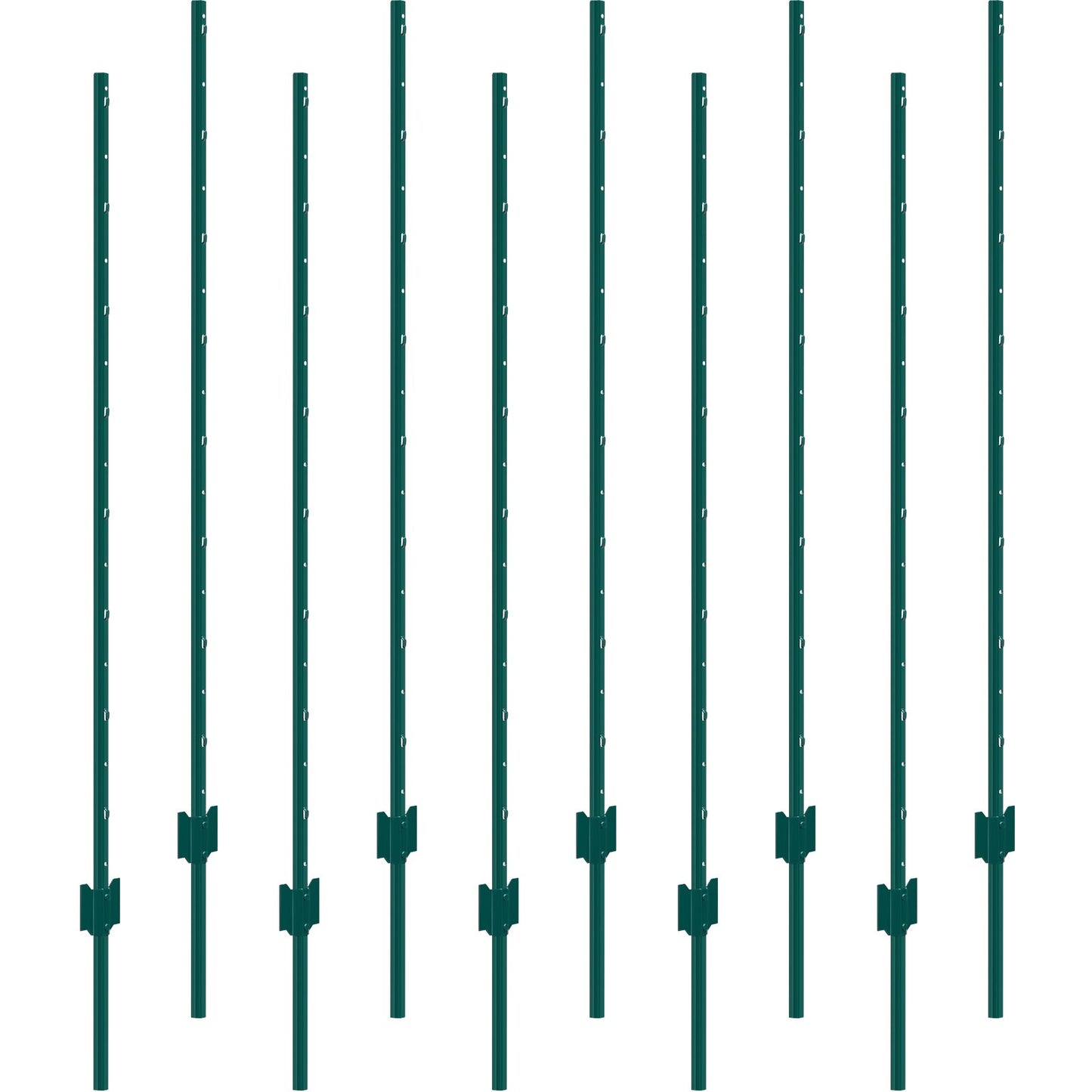 VEVOR 5 Feet Fence Post 10 Pack T-Post Heavy Duty Metal Fence Posts Green