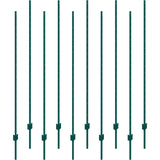 6 Feet Fence Post, 10 Pack U-Channel Heavy Duty Metal Fence Posts, Sturdy Steel Fence Stakes for Garden Yard, Lawn, Farms and Outdoor Wire Fencing, Green