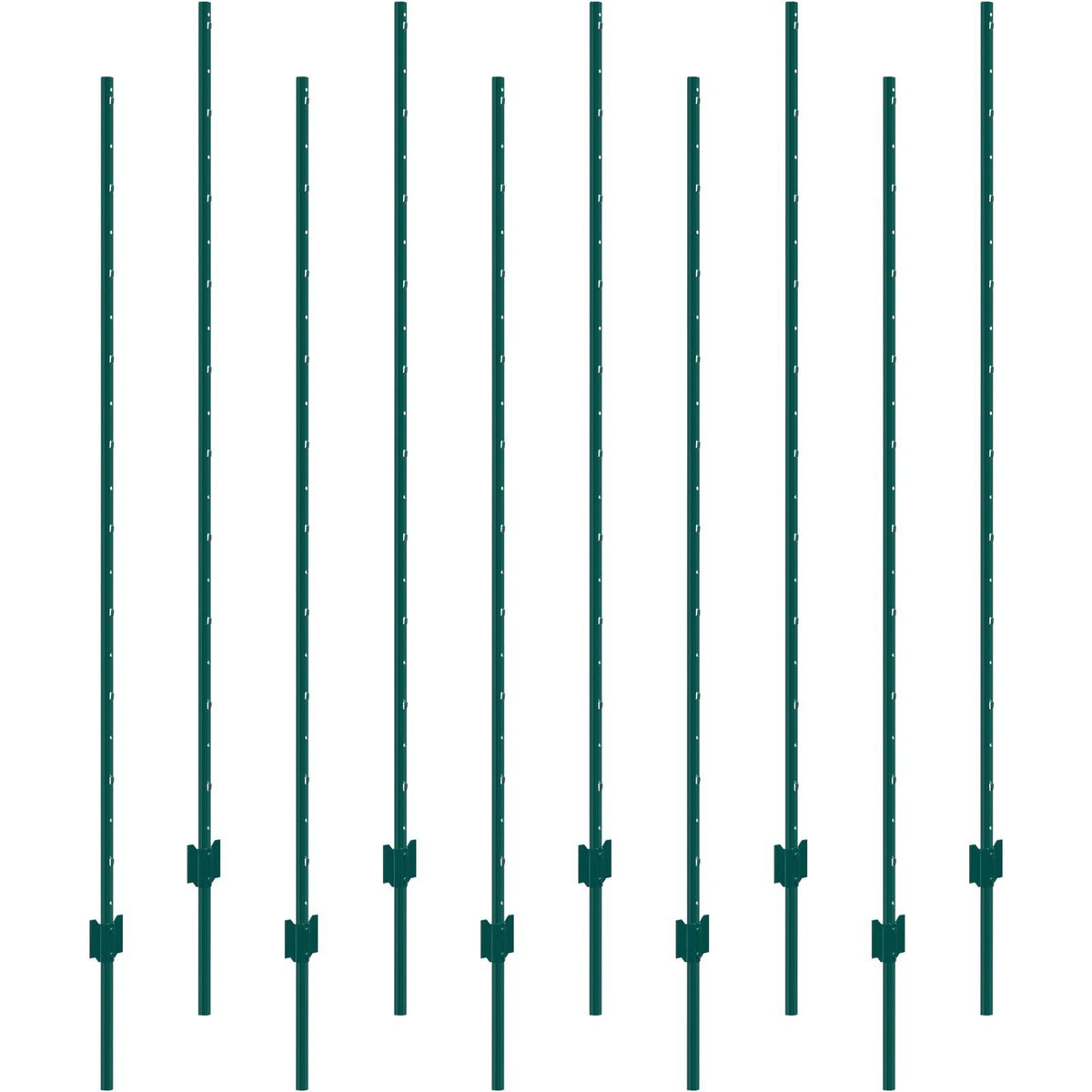 6 Feet Fence Post, 10 Pack U-Channel Heavy Duty Metal Fence Posts, Sturdy Steel Fence Stakes for Garden Yard, Lawn, Farms and Outdoor Wire Fencing, Green