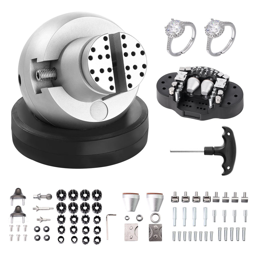 VEVOR Ball Vice, 5" Engraving Setting Tool, 360° Rotation Engraving Block Vice, 69 PCS Attachment Jewelry Engraving Block Tools Standard Block for Gemstone Inlay and Small-Scale Engraving