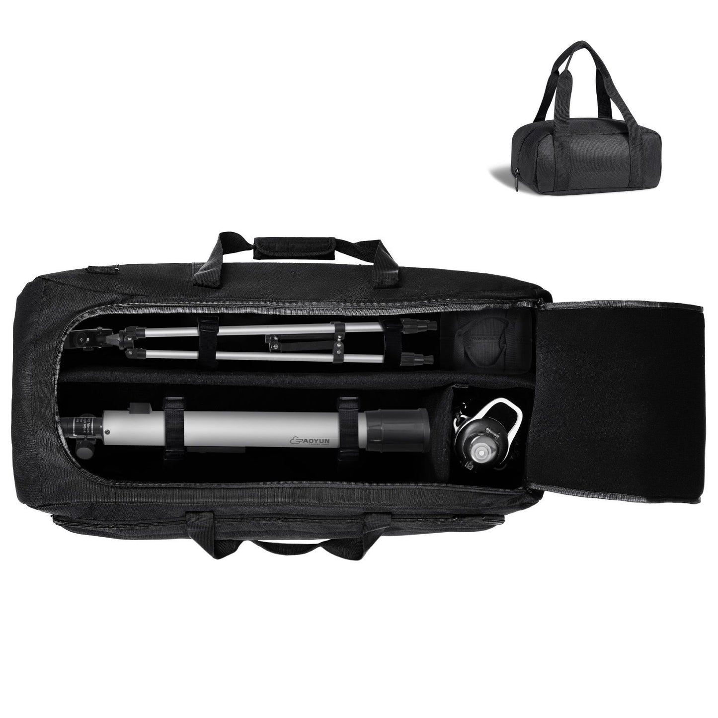 Telescope Case, 770 mm, Telescope Storage Bag with Fixed Buckles, Multi-Pocket and Detachable Divider, Shock-Absorbent Telescope Carrying Case for Optical Tube & Tripod, Counterweight Pocket