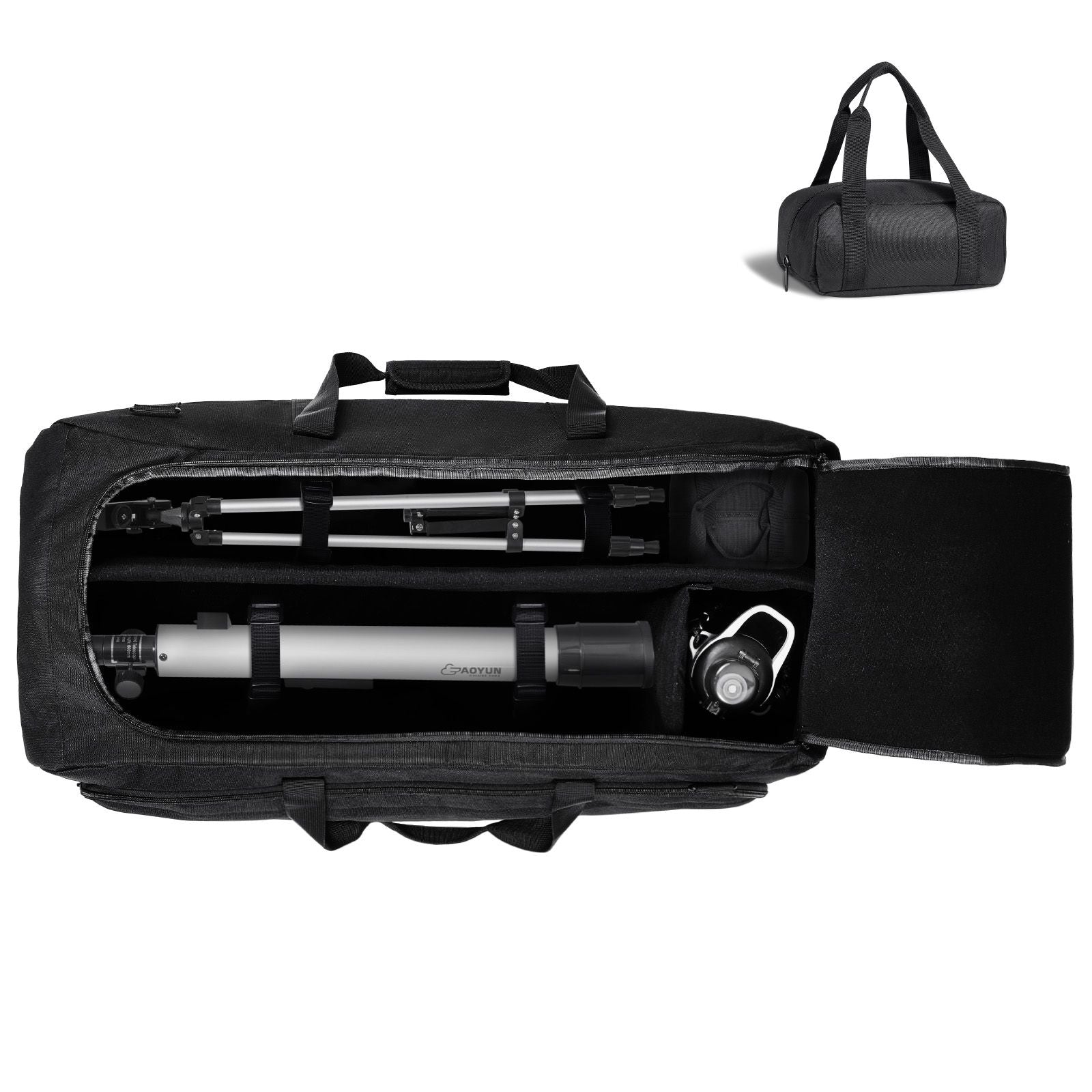 Telescope Case, 770 mm, Telescope Storage Bag with Fixed Buckles, Multi-Pocket and Detachable Divider, Shock-Absorbent Telescope Carrying Case for Optical Tube & Tripod, Counterweight Pocket