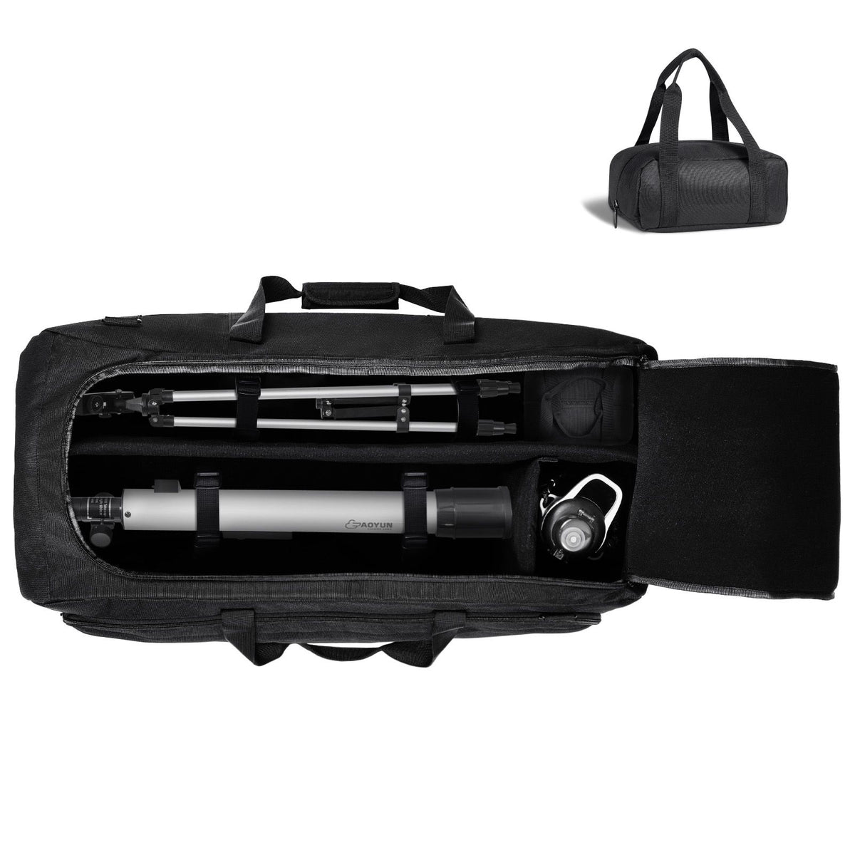 Telescope Case, 770 mm, Telescope Storage Bag with Fixed Buckles, Multi-Pocket and Detachable Divider, Shock-Absorbent Telescope Carrying Case for Optical Tube & Tripod, Counterweight Pocket