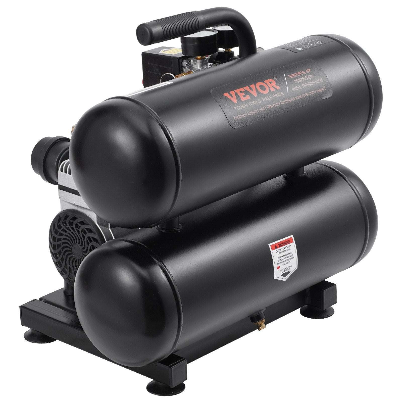 VEVOR Air Compressor Compact Portable Oil Free Compressor 18L 90 PSI