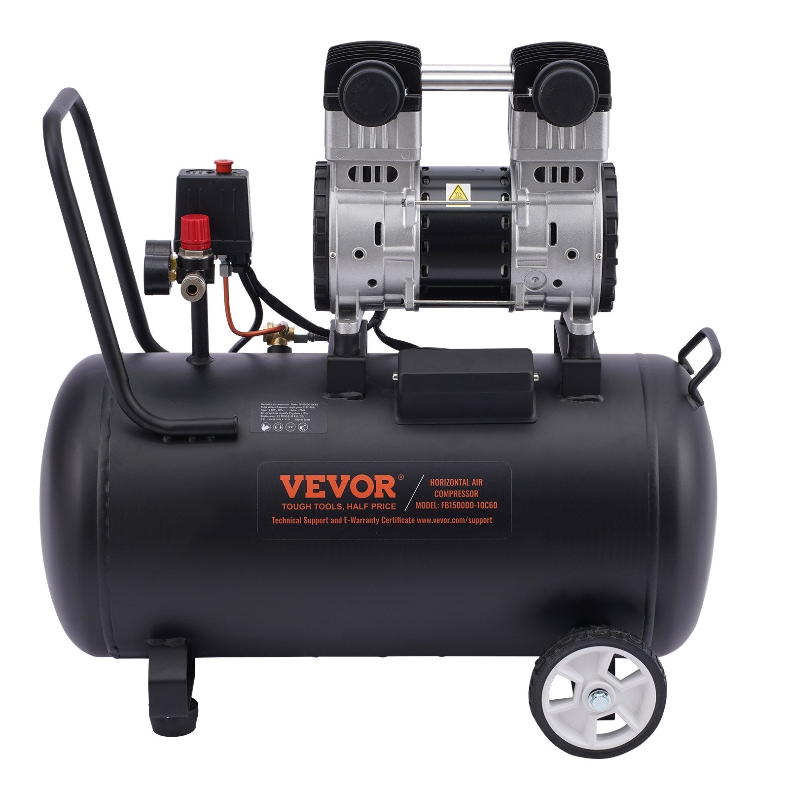 VEVOR Air Compressor Compact Portable Oil Free Compressor 60L 90 PSI