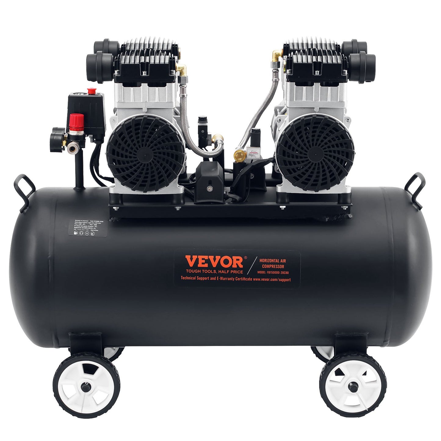 VEVOR Air Compressor Compact Portable Oil Free Compressor 75L 90 PSI