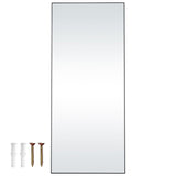 Full Length Mirror, 1800x785 mm, Extra Large Standing Hanging or Leaning Rectangle Floor Mirror with Tempered Glass Aluminum Alloy Frame, Full Body Dressing Mirror for Living Room Bedroom, Black