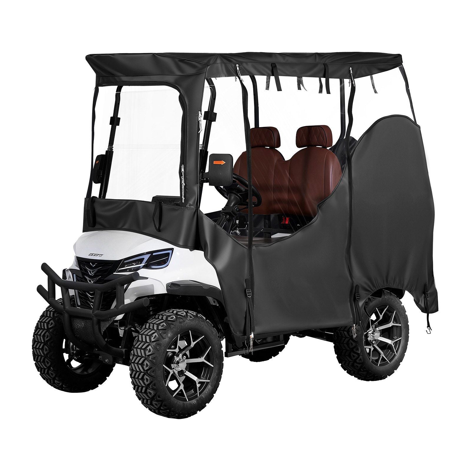 Golf Cart Cover, Visible Full-Enclosure 2&2+2 Passenger Golf Cart, 600D Waterproof Oxford Fabric Club Car Cover Fits Most Carts Club Car, Yamaha, EZGO, Honda, PVC Coating & Windproof Hook Design