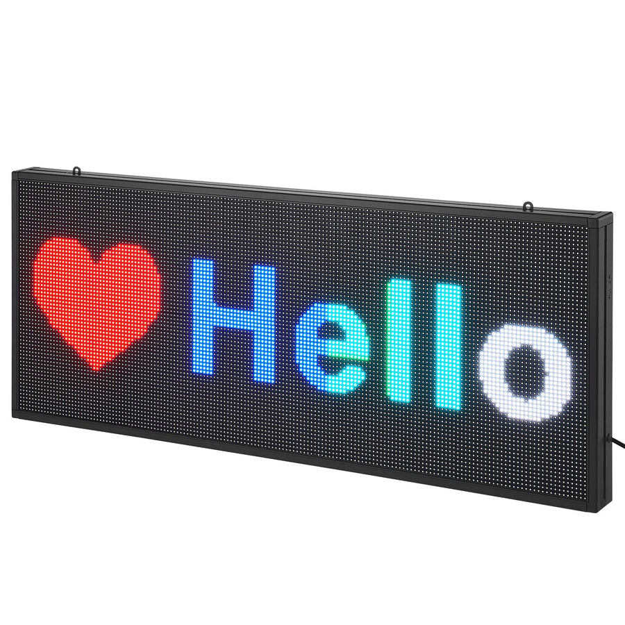 VEVOR Programmable LED Sign, P6 Full Color LED Scrolling Panel, DIY Custom Text Animation Pattern Display Board, WIFI USB Control Message Shop Sign for Store Business Party Bar Advertising, 99x41cm