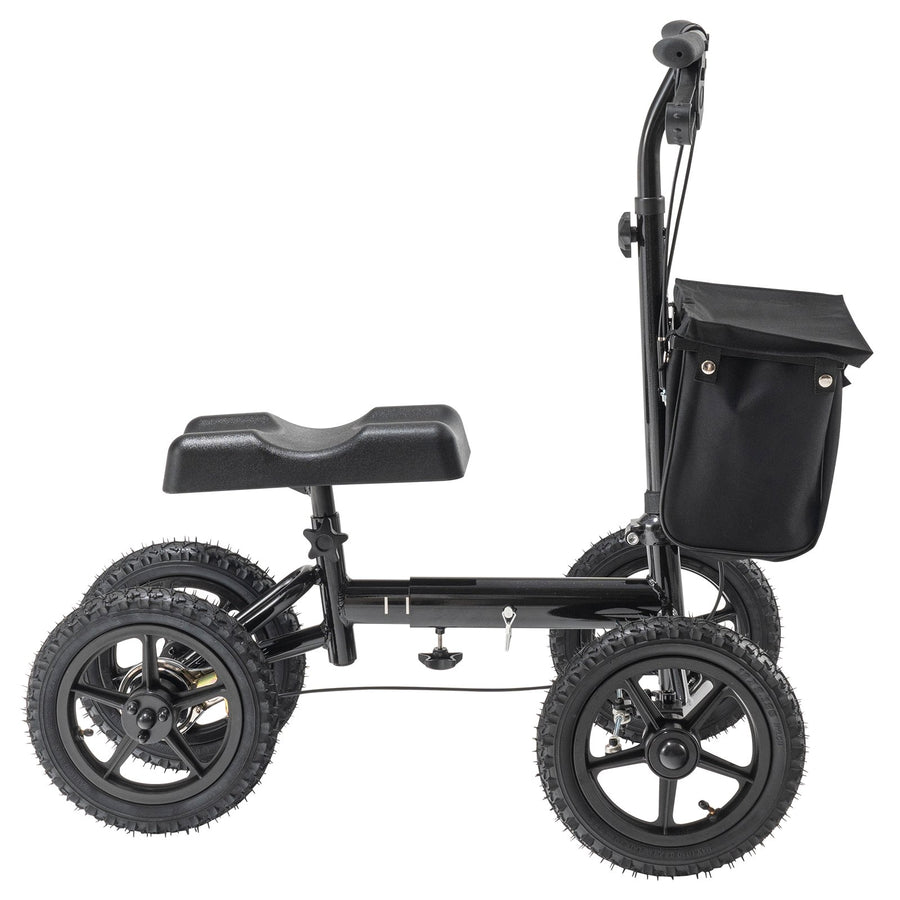 VEVOR Folding Knee Scooter, Aluminum Steerable Knee Walker with Height-Adjustable Handlebar & Knee Pad, 12" All-Terrain Wheels, Dual Brakes, Leg Recovery Scooter for Broken Ankle Foot Injuries, 159KG