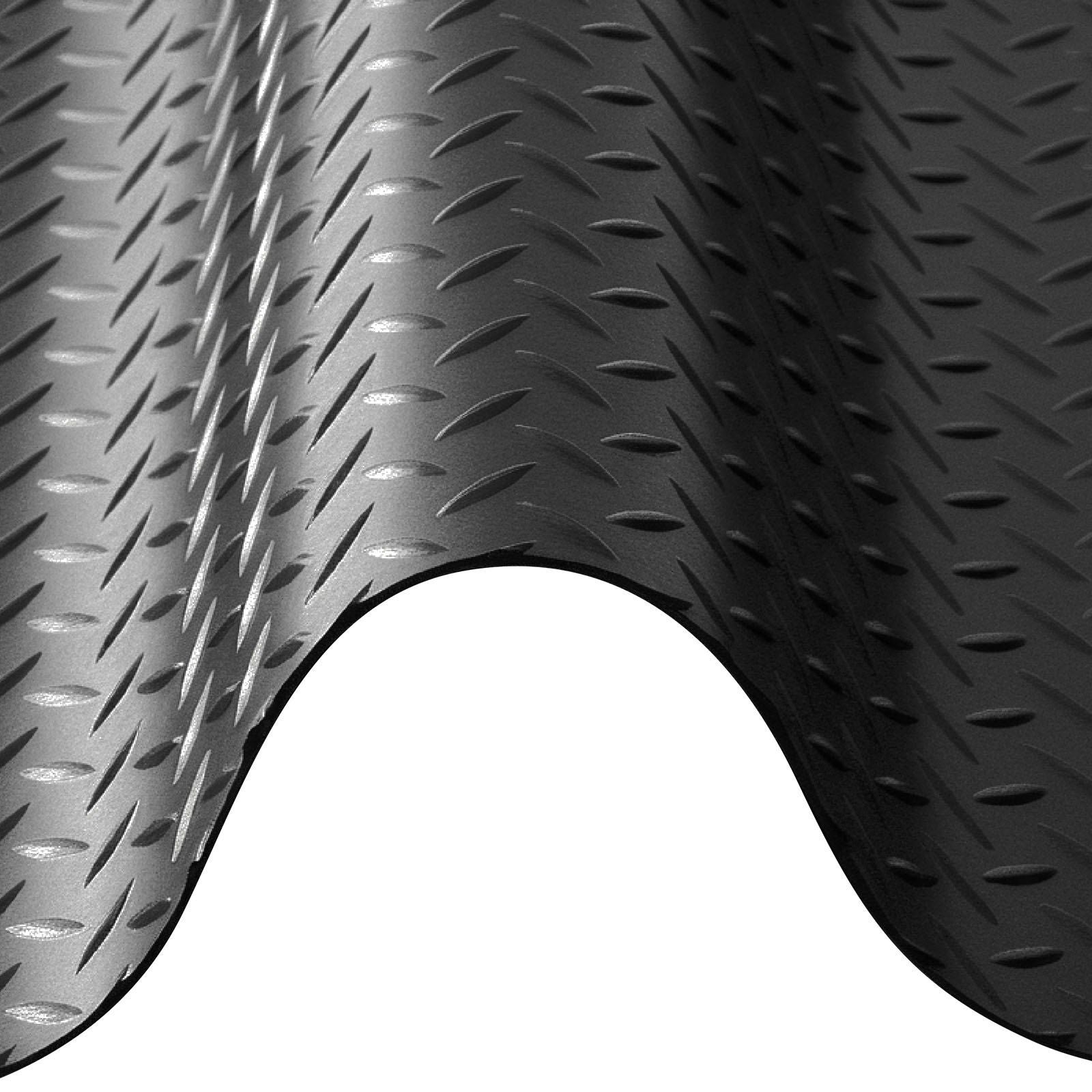 Garage Floor Roll, 1.22 x 7.62 m Garage Flooring Mat, 3 mm Thickened Rubber Diamond Plate Floor Protector Mat, Non-Slip, Wear-resist Waterproof, Easy to Clean for Warehouse, Gyms, Trailer, Black