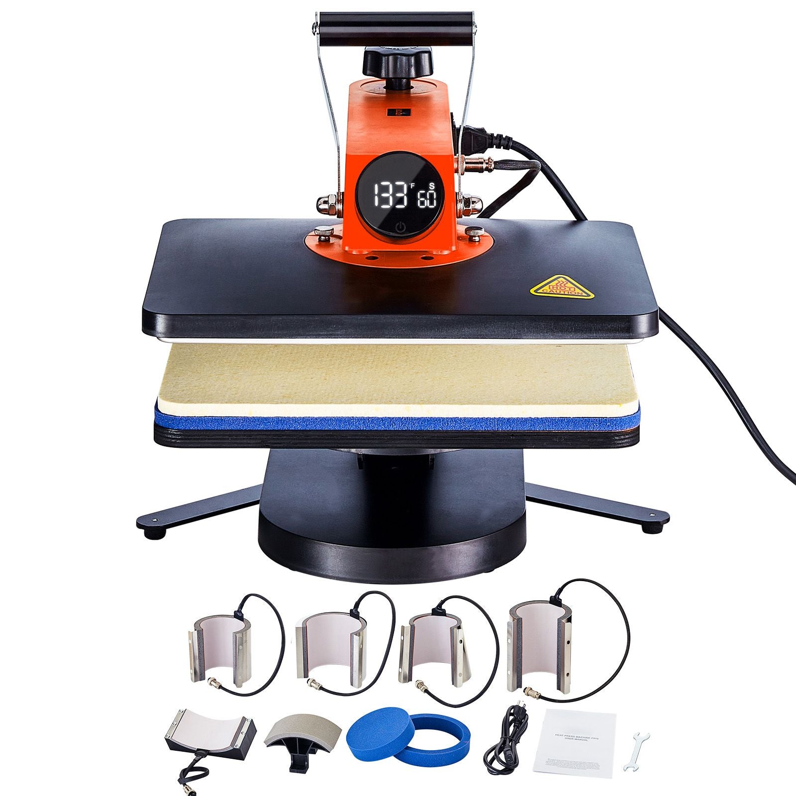 Heat Press Machine 12x15in 8in1 Sublimation Transfer T-shirt Plate Mug Cup