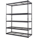 Storage Shelving Unit, 5-Tier Adjustable, 2000 lbs Capacity, Heavy Duty Garage Shelves Metal Organizer Wire Rack, Black, 60" L x 24" W x 78" H for Kitchen Pantry Basement Bathroom Laundry Closet