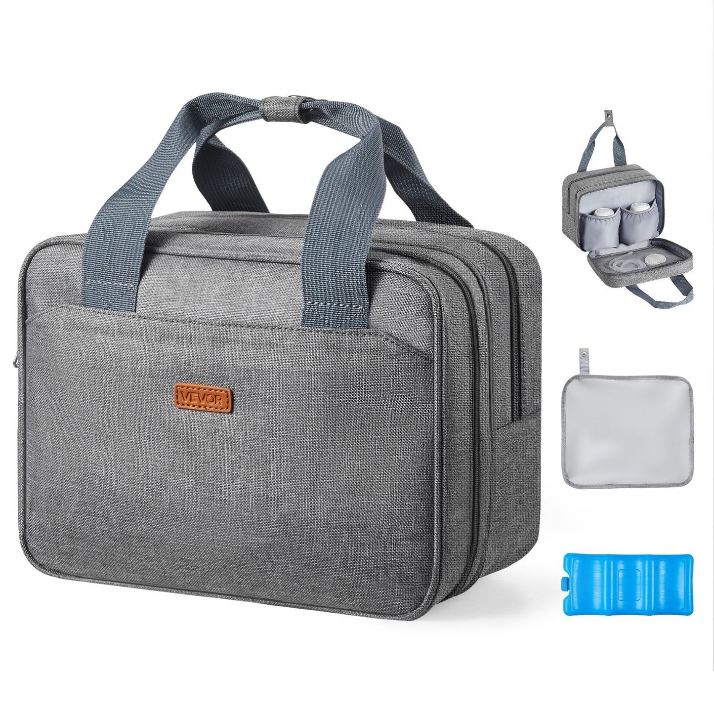 Wearable Breast Pump Bag, Breast Feeding Bag with Ice Pack, Fits for M5/M6, Pumping Accessories & Breastmilk Storage, Portable Pump Carrying Case for Work, Travel & Family Use, Grey