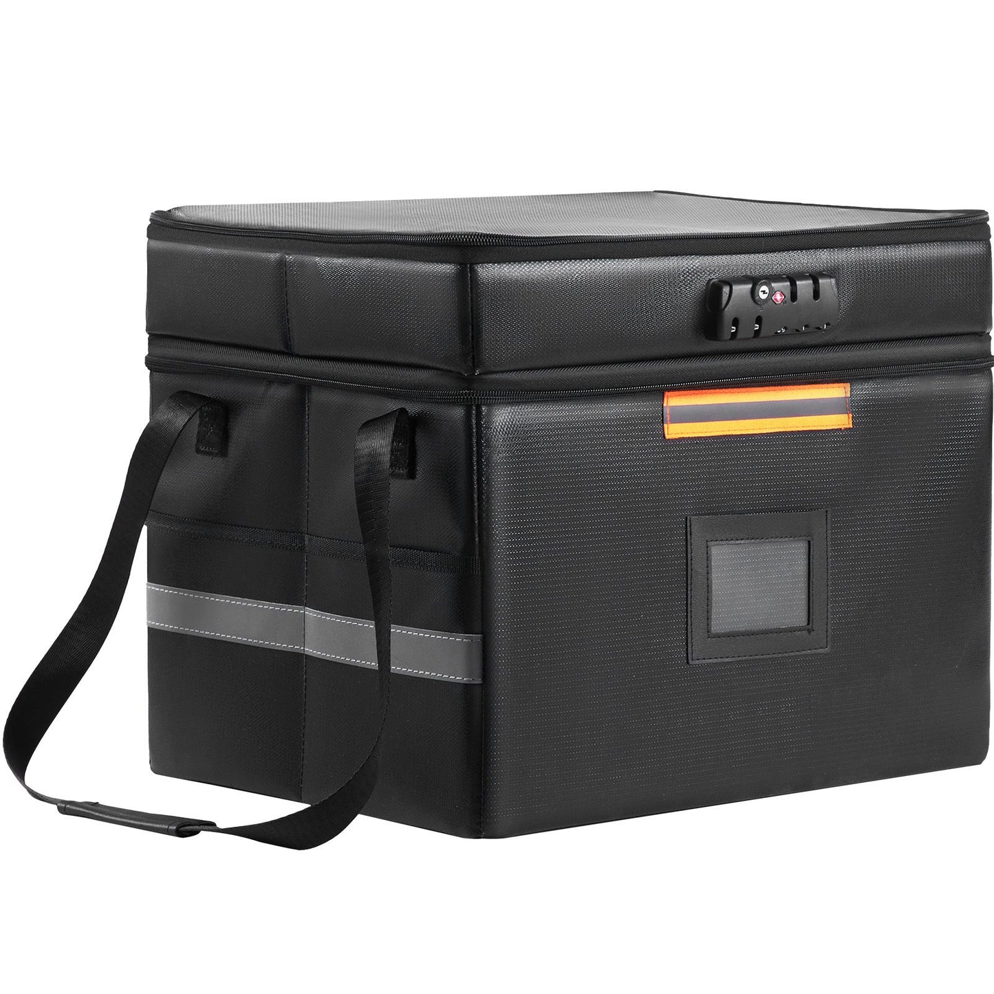 Fireproof Document Box, Fireproof Document Bag with Lock 2000_, Fireproof and Waterproof File Box 450x140x315 mm with Zipper & Handle, for Money, Documents, Jewelry and Passport