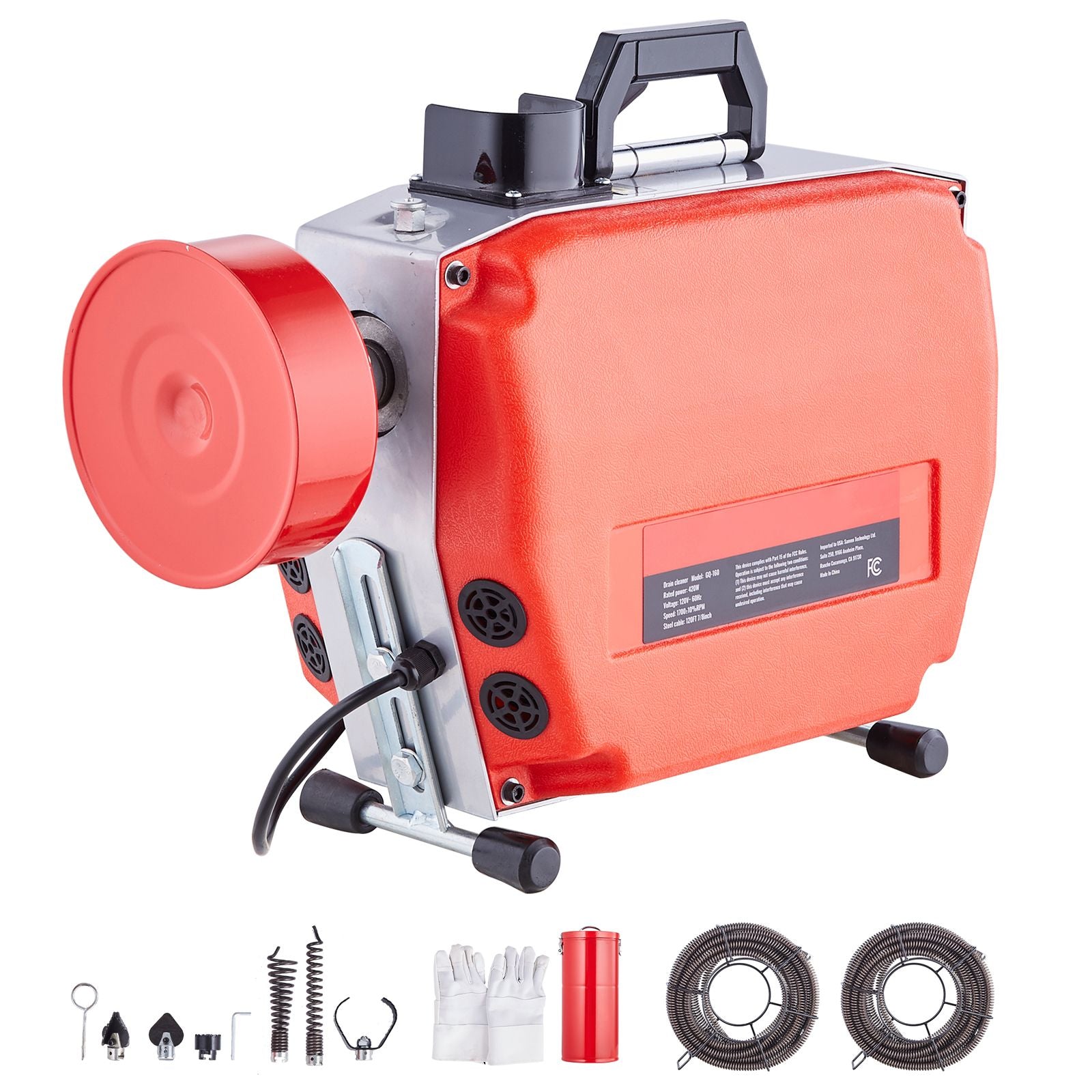 Drain Cleaner Machine 120FT x 7/8" 420W Sewer Snake Auger Manual Feed
