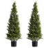 Artificial Topiary Cedar Trees, 2 Set 1219mm Faux Pine Shrubs Plants, Fake Silk Tree Look Real, Easy Assembly for Decor Front Porch Outdoor Patio Garden Balcony Backyard Indoor Office