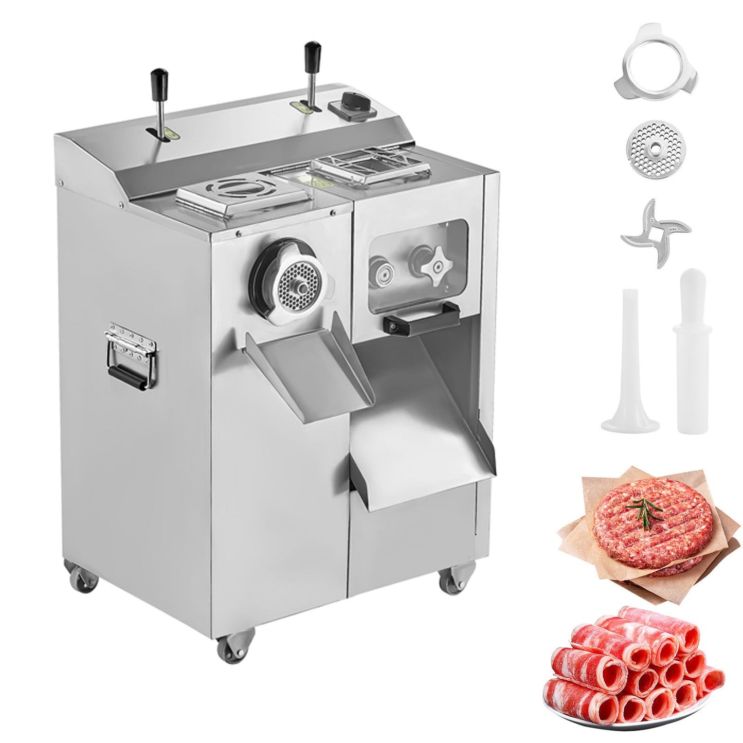 Commercial Electric Meat Grinder Slicer 6.35 kg/Min Sausage Stuffer Maker