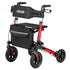 Rollator Walker with Seat for Seniors, Ultra Compact 3-Fold Rolling Walker, Lightweight Aluminum Mobility Walking Aid with PU Solid Wheels, Adjustable Handle, Cup & Cane Holder - Supports 136kg