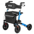 Rollator Walker with Seat for Seniors, Ultra Compact 3-Fold Rolling Walker, Lightweight Aluminum Mobility Walking Aid with PU Solid Wheels, Adjustable Handle, Cup & Cane Holder - Supports 136kg
