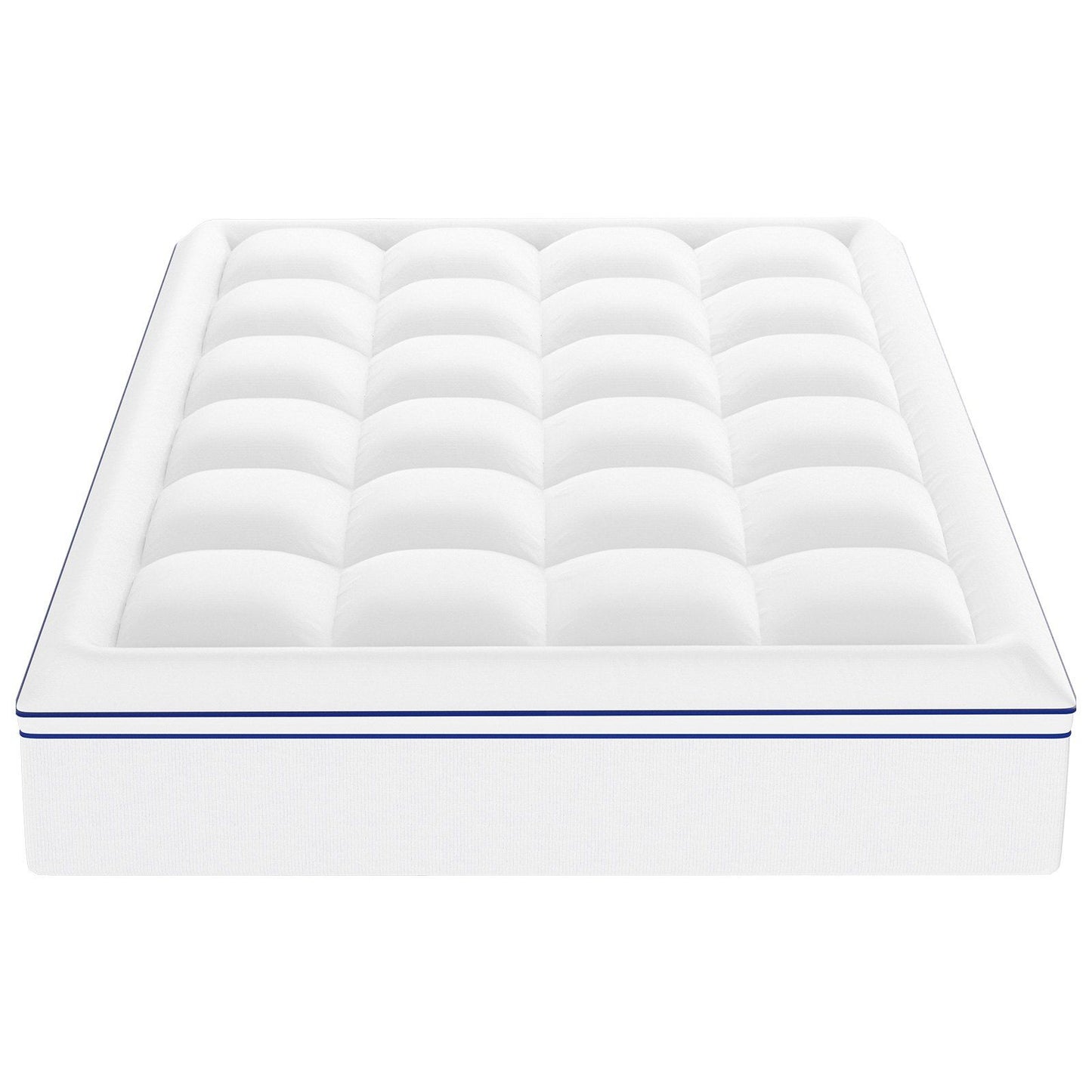 Mattress Topper, Queen Size, 25.4 mm Thickness, Fiber Fill Pad with Detachable & Washable, Comfortable, Supportive, Cooling, Breathable, with Detachable Bedside Pocket for Holding Small Items
