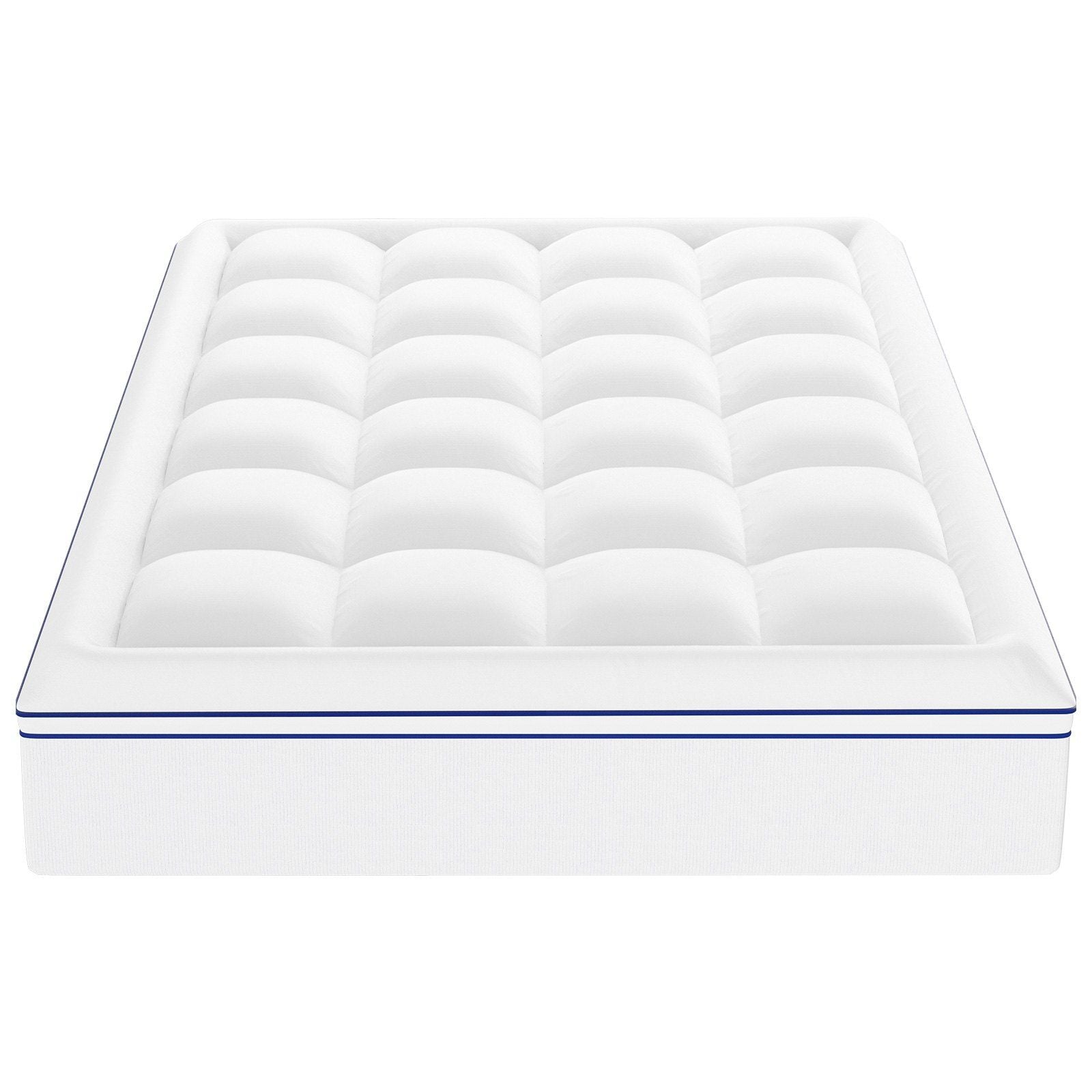 Mattress Topper, Queen Size, 25.4 mm Thickness, Fiber Fill Pad with Detachable & Washable, Comfortable, Supportive, Cooling, Breathable, with Detachable Bedside Pocket for Holding Small Items