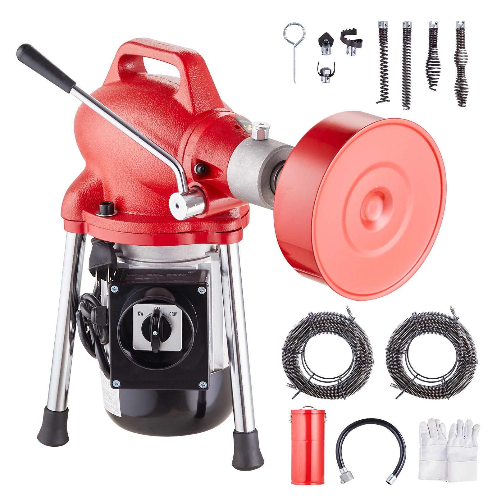 Drain Cleaner Machine 120FT x 5/8In 370W Sectional Snake Auger Manual Feed