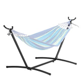 Portable Hammock Stand, 450lbs Capacity Steel Hammock Stand for 2 Person, Heavy Duty Adjustable Hooks Hammock Frame Fits 9.5-12.6 ft Hammocks, Space Saving with Carrying Bag for Outdoor or Indoor