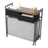3 Section Laundry Sorter, Rolling Laundry Hamper with 2 Drawers, Hooks & Wheels, Rolling Basket Organizer Storage with Pull-Out Rolling Bags and Wooden Tabletop for Dirty Clothes, Bathroom