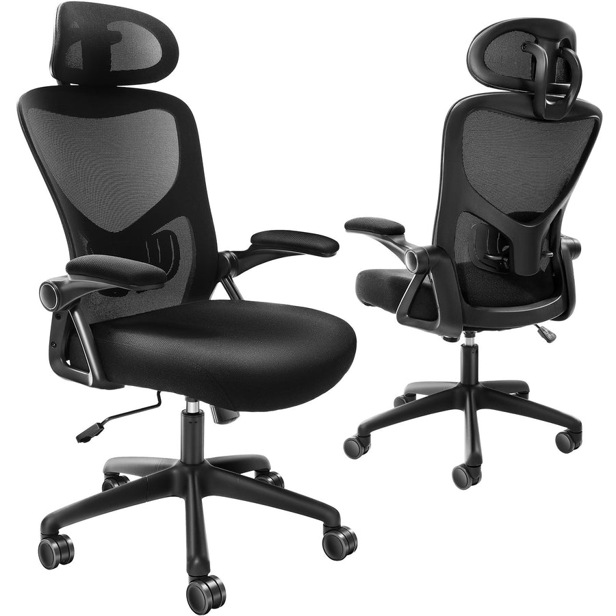 VEVOR Office Chair with Adjustable Lumbar Support, High Back Ergonomic Desk Chair with Adjustable Headrest, 2D Armrest, Ergonomic Office Chair Backrest, Computer Chair for Home Office